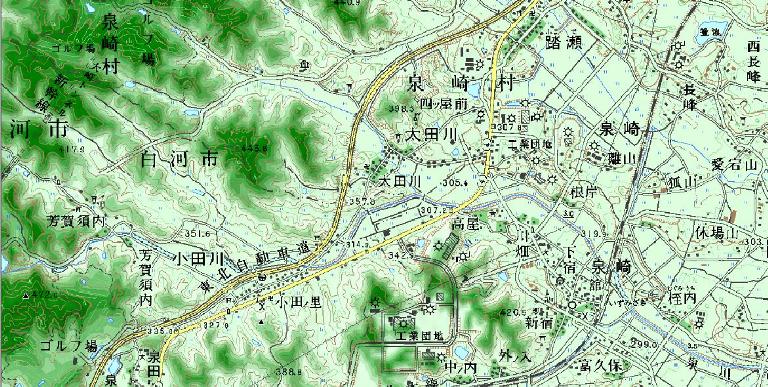 小田川あたり　現代地図